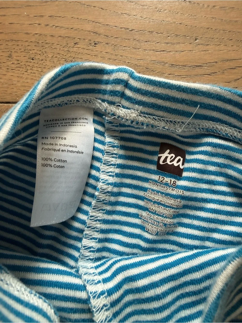 Tea Collection Blue & White Striped Leggings 12–18M